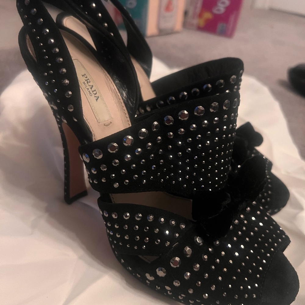 Prada Black Studded High Heels